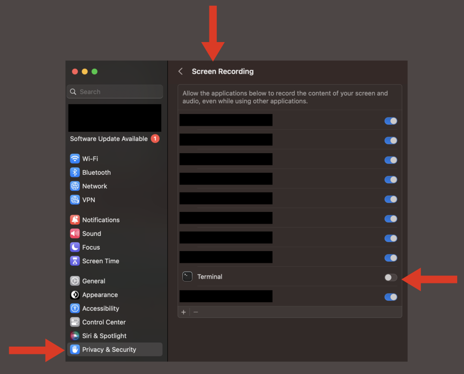 Enabling screen recording
